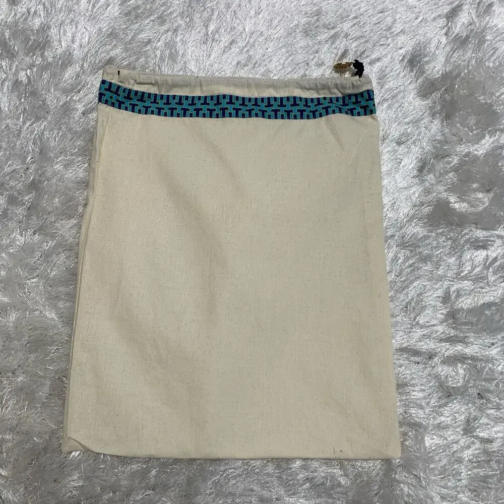 Tory Burch Dust Bag 12 x 15 Cream Blue Purple T Monogram